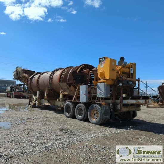 TROMMEL, APPROXIMATELY 63FT OVERALL LENGTH, 28FT TROMMEL SECTION, 14FT FEED HOPPER, 19FT CONVEYOR, J