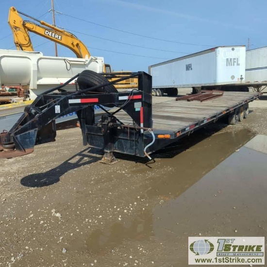 EQUIPMENT TRAILER, HANOVER, FIFTH WHEEL, 8FT X 22FT DECK, ELECTRIC BRAKES, WITH RAMPS. NO TITLE