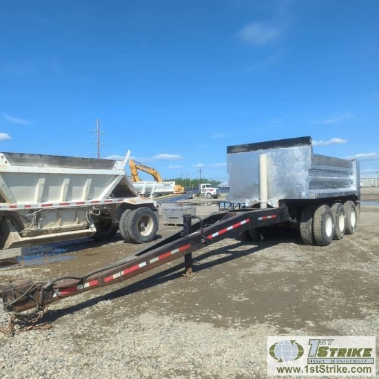 END DUMP PUP TRAILER, 1993 WILLAMSEN MODEL WD15-10, TRIPLE AXLE, 45000LB GVWR
