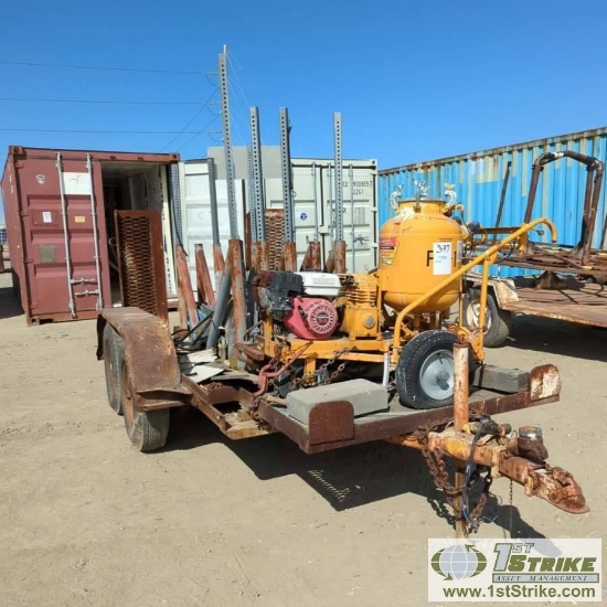 UTILITY TRAILER, TANDEM AXLE, 5FT 6IN X 11FT DECK, FOLD DOWN RAMPS, WITH CONTENTS INCLUDING: ROAD ST