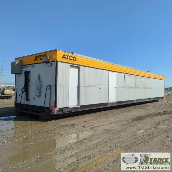 CREW FACILITY UNIT, ATCO, 12FT X 60FT SKID MOUNTED, SET UP AS KITCHEN WITH GARLAND GAS RANGE, FRYER,
