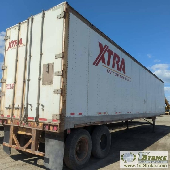 SEMI VAN TRAILER, 1995 PINES, 45FT, TANDEM AXLE, 68000LB GVWR. WITH CONTENTS