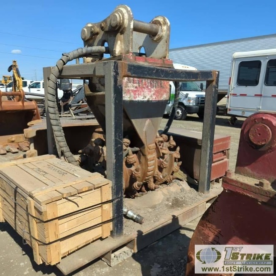 EXCAVATOR ATTACHMENT, 2011 SIMEX DOUBLE DRUM ROTARY CUTTER, MODEL TF2000, PIN ON, WITH STORAGE SKID,