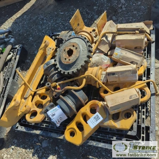 1 PALLET. MISC HEAVY EQUIPMENT PARTS INCLUDING: CAT DOZER PARTS