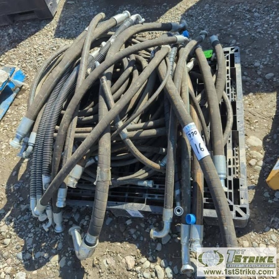 1 PALLET. MISC HEAVY EQUIPMENT PARTS, INCLUDING: HYDRAULIC HOSES