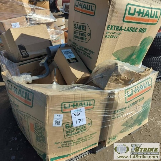 1 PALLET. MISC EQUIPMENT PARTS INCLUDING: NAPA FILTERS, CAT FILTERS, GOLDEN ROD FILTERS, CAT PARTS