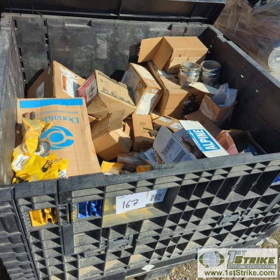 2 BOXES. MISC EQUIPMENT PARTS INCLUDING: CAT, CUMMINS FUEL INJECTORS, MANITOWAC, FILL-RITE, DONALDSO