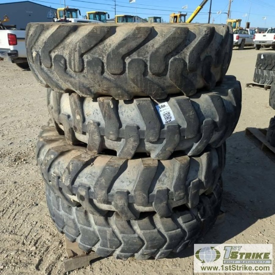4 EACH. EQUIPMENT TIRES, 14.00-24 TG, 3EA TITAN MOTOR GRADER II, 1EA BRIDGESTONE BRIDGESTONE V-STEEL