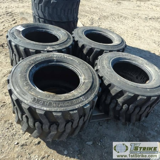 4 EACH. EQUIPMENT TIRES, SKID POWER HD, BKT, 31X15.5-15 NHS