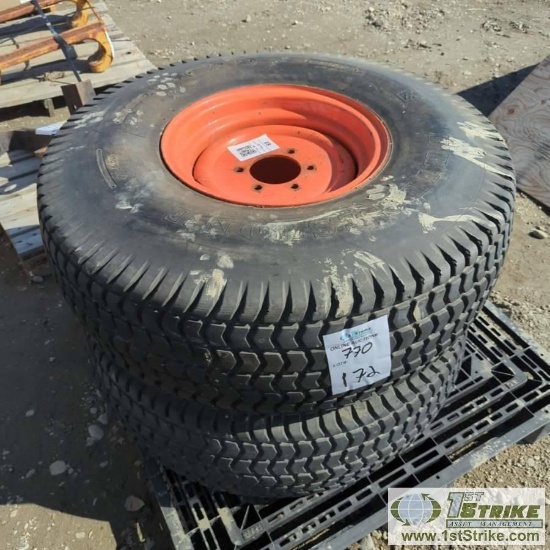 2 EACH. TRACTOR TIRES, BRIDGESTONE 13.6-16, L PLY, WITH WHEELS