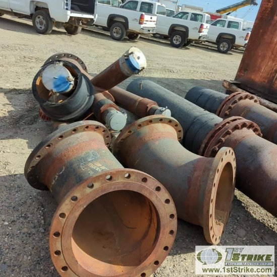1 ASSORTMENT. PIPE FITTINGS, INCLUDING: 1EA MANIFOLD, APPROX 20IN TO 6IN OUTLETS, 8IN AND 6IN, 2EA 2