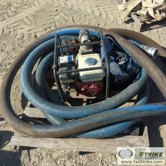 1 EACH. PUMP, HONDA 3IN, WITH SUCTION AND DISCHARGE HOSE