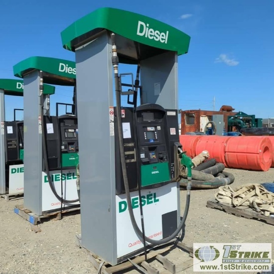 FUEL DISPENSING STATION, DIESEL, WITH GILBARCO VEEDER-ROOT POSITIVE DISPLACEMENT FLOW METERS, HOSES,