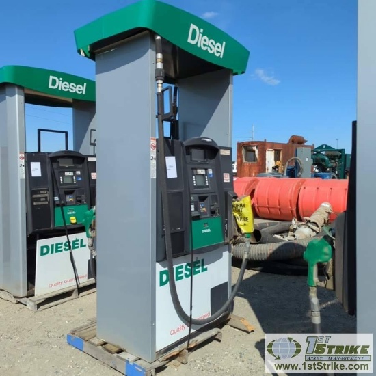 FUEL DISPENSING STATION, DIESEL, WITH GILBARCO VEEDER-ROOT POSITIVE DISPLACEMENT FLOW METERS, HOSES,