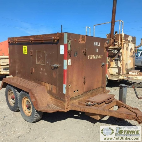 UTILITY TRAILER, TANDEM AXLE, 5FT X 8FT ENCLOSURE, STEEL CONSTRUCTION. NO TITLE