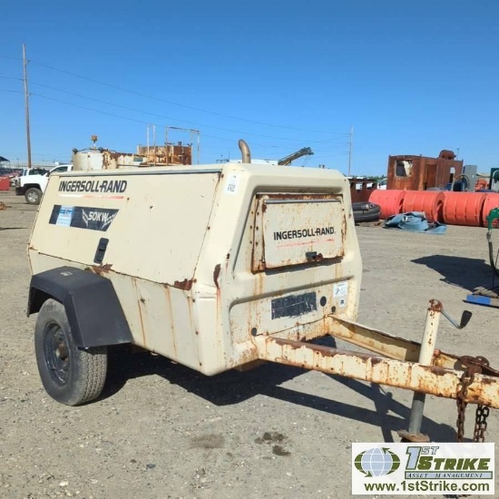 GENERATOR, 1997 INGERSOLL RAND MODEL E50XWCU, 50KW, 4CYL CUMMINS, SINGLE AXLE TRAILER MOUNTED