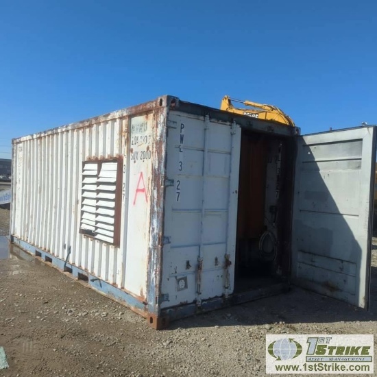 GENERATOR SHACK, CUMMINS ENGINE, 20FT SHIPPING CONTAINER MOUNTED