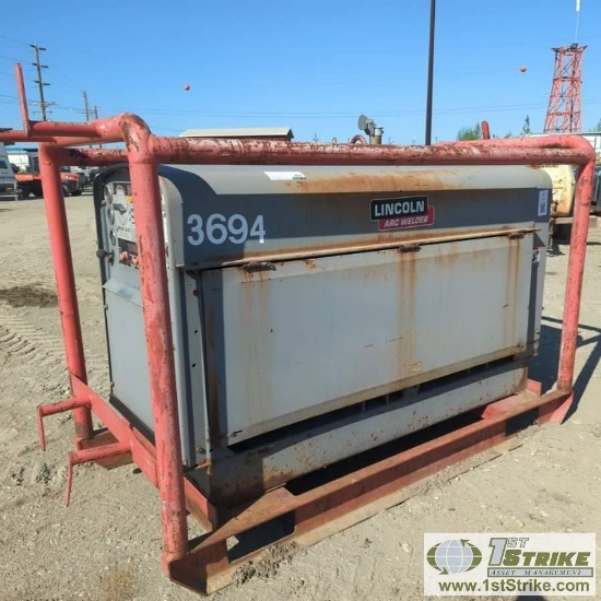 WELDER, LINCOLN SHIELD-ARC SA-250, 3CYL PERKINS DIESEL, SKID MTD