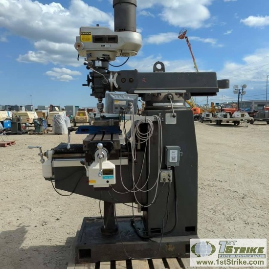 MILLING MACHINE, ACRA, 54IN, 3-AXIS DRO, X AND Y AXIS POWER FEED. HF DRIVE, R8 QUILL, COLLET SET, EN