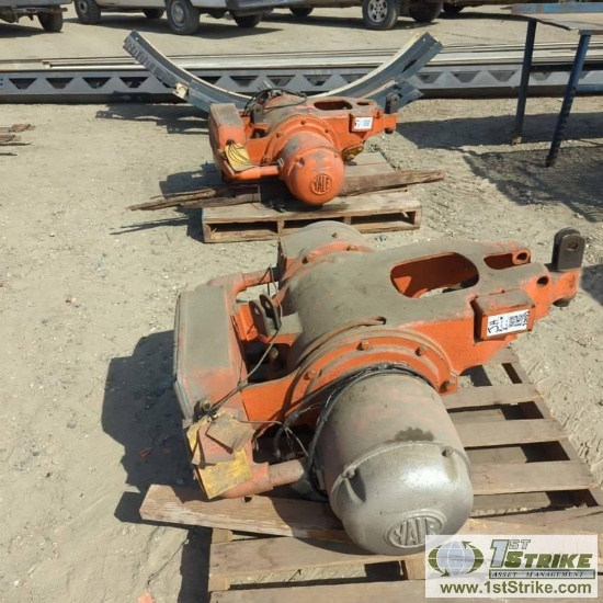 2 EACH. OVERHEAD CRANE, YALE ELECTRIC HOIST. 6000LB CAPACITY, MODEL LD3D15L20, WITH TROLLIES, MISC.