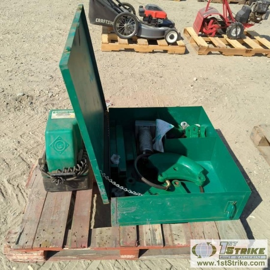 1 PALLET. GREENLEE HYDRAULIC BENDING COMPONENTS INCL: HYDRAULIC POWER PUMP, 782 PIPE BENDER