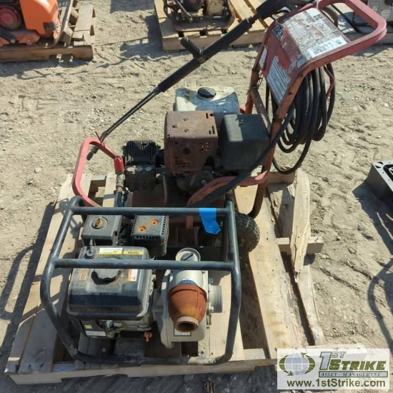 1 PALLET. MISC TOOLS INCL: 1EA PUMP, 3IN, GAS MOTOR, 1EA PRESSURE WASHER EX-CELL HONDA GAS MOTOR
