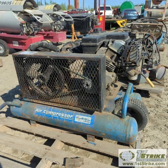 AIR COMPRESSOR, POWR-QUIP, GAS ENGINE, TWIN CYLINDER TANK