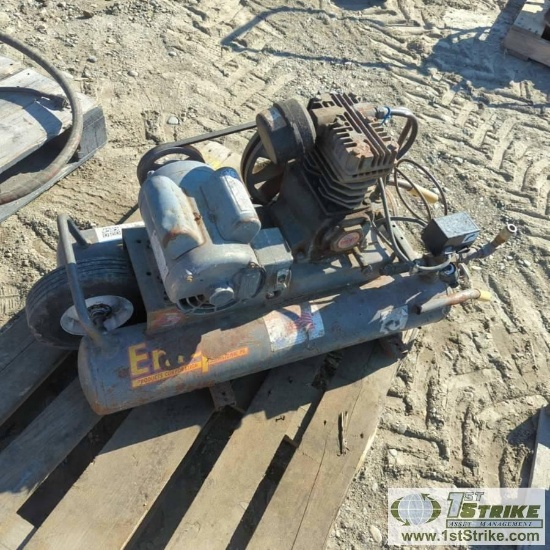 AIR COMPRESSOR, EMGLO, SINGLE PHASE ELECTRIC MOTOR, TWIN CYLINDER TANK
