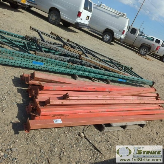 2 PALLETS. MISC PALLET RACKING INCL: 3EA 4FT X 16FT UPRIGHTS, 4EA 4FT X 7FT 5IN UPRIGHTS, APPROXIMAT