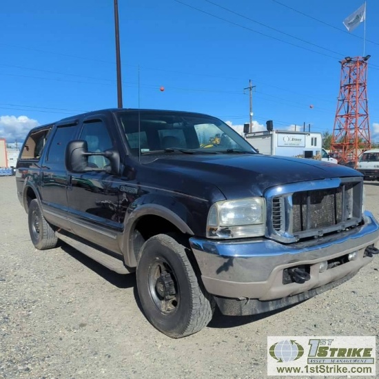 2002 FORD EXCURSION LIMITED, 6.8L TRITON, 4X4. NO TITLE. SALVAGED BILL OF SALE.