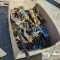 1 BOX. MISC SHOP TOOLS INCL: 1EA FLOOR JACK, MISC GRINDERS, MISC SOCKETS WRENCHES AND C-CLAMPS