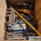 1 BOX. MISC SHOP TOOLS INCL: 1EA FLOOR JACK, MISC GRINDERS, MISC SOCKETS WRENCHES AND C-CLAMPS