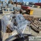 2 PALLETS. MISC CONCRETE TOOLS INCL: FLOAT WITH HANDLES, MISC STAKES AND PINS