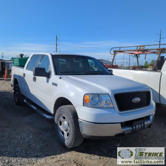 2005 FORD F-150 XLT, 5.4L TRITON, 4X4, CREW CAB, SHORT BED