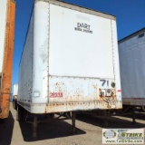 SEMI VAN TRAILER, 1983 FRUEHAUF MODEL FPP9-F1-28, 28FT BOX, SINGLE AXLE, 35000LB GVWR