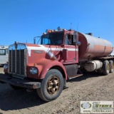 WATER TRUCK, 1978 KENWORTH W924, CUMMINS 093E DIESEL ENGINE, MANUAL TRANSMISSION, TANDEM REAR AXLES,