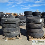 2 PALLETS. 8 EACH. HEAVY TRUCK AND TRAILER TIRES INCL: 11R 24.5, , 12R 22.5