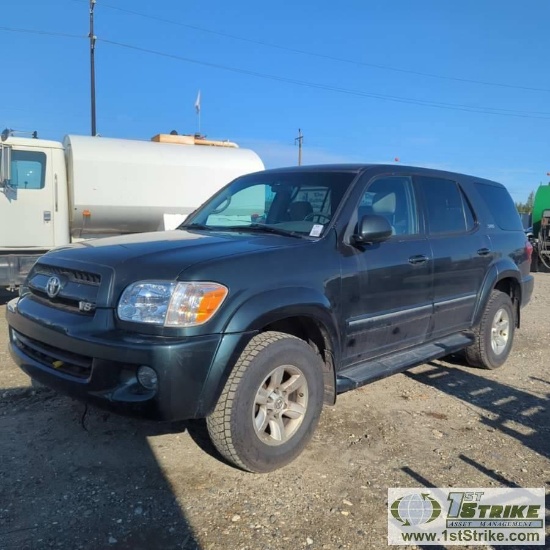 2007 TOYOTA SEQUOIA SR5, I-FORCE V8, 4X4. UNKNOWN MECHANICAL PROBLEMS. DOES NOT START. RECONSTRUCTED