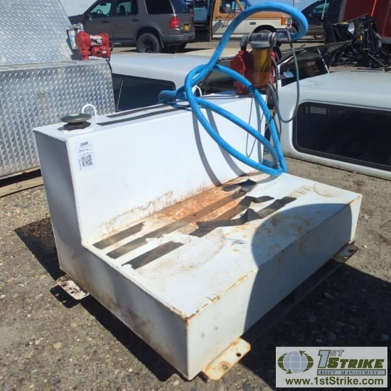 TRUCK BED FUEL TANK, 75GAL, L-TYPE, STEEL CONSTRUCTION, W/FILL-RITE 15GPM 12 VOLT PUMP