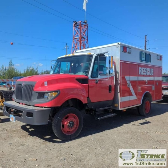 RESCUE TRUCK, 2016 INTERNATIONAL TERRASTAR 4X4 SFA, 6.4L MAXXFORCE 7 DIESEL ENGINE, ALLISON 6-SPEED