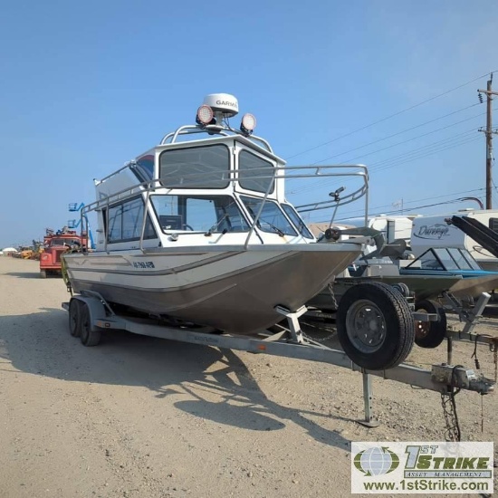 BOAT, 2005 PHANTOM ALASKA SPORTSMAN, 24FT ALUMINUM HULL, 8FT BEAM, 496 CUBIC INCH GM INBOARD, HAMILT