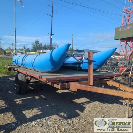INFLATABLE CATARAFT, 16FT PAYETTE CAT, 3 SEATS, ALUMINUM TUBE FRAME, W/1981 FLAT DECK TRAILER