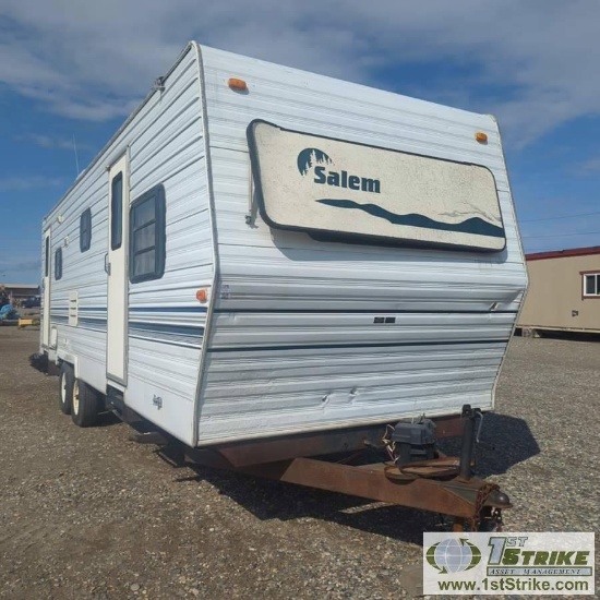 CAMPER TRAILER, 1997 FORRESTER SALEM, 24FT, BUMPER PULL, TANDEM AXLE WITH SLIDE OUT. INTERIOR FLOOR