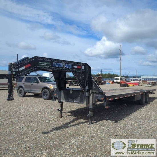 GOOSENECK EQUIPMENT TRAILER, 2017 LOAD MAX, 8FT WIDE X 23FT LONG MAIN DECK W9FT HYDRAULIC DOVETAIL R