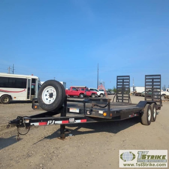 EQUIPMENT TRAILER, 2019 P&J, 8.5FT WIDE X 20FT DECK, TANDEM AXLE, 14000LB GVWR, W/FOLD DOWN RAMPS