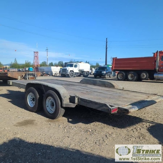 TILT DECK EQUIPMENT TRAILER, 16FT DECK, TANDEM AXLE, 10000LB ELECTRIC WINCH. NO TITLE