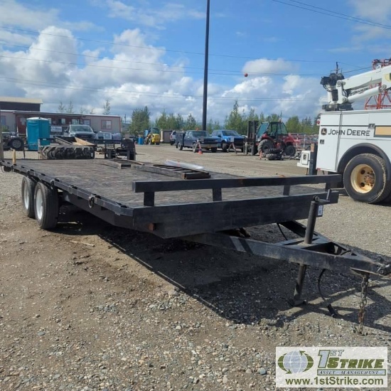TRAILER, 2008 AURORA, 8FT WIDE X 20FT DECK, TANDEM AXLE, 4000LB GVWR, W/ RAMPS. FRAME DAMAGE.