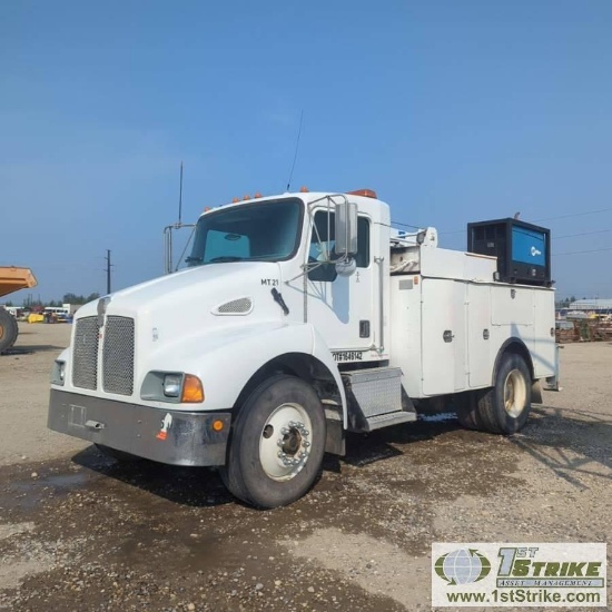 SERVICE TRUCK, 1996 KENWORTH T300, CUMMINS C8.3-250, EATON 6 SPEED, PTO, AIR COMPRESSOR, MILLER TRAI