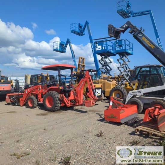 TRACTOR, 2018 KUBOTA L2501D, OROPS, 4X4, W/ATTACHMENTS INCL: BACKHOE, FORKS, 65IN GP BUCKET, BOX BLA