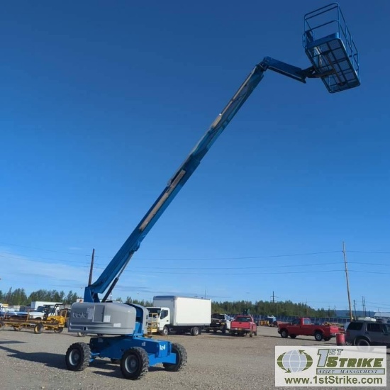 MANLIFT, 2006 GENIE S45, 500LB MAX WORKLOAD, 45FT MAX LIFT HEIGHT, 36FT 8IN MAX REACH, 4 CYLINDER PE